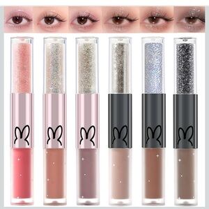 Erinde 6PCS Liquid Glitter Matte Eyeshadow Eyeliner 2 in 1 Korean Shimmer Set